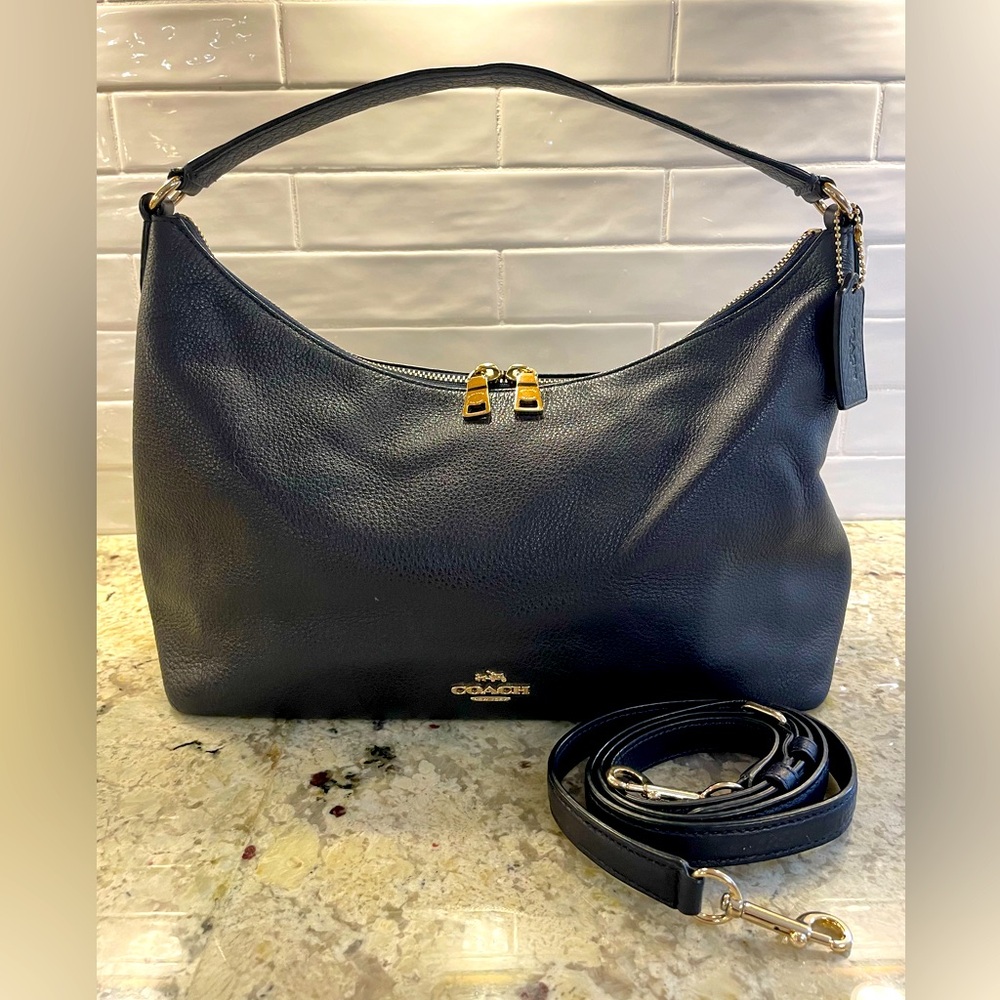Coach East West Celeste Hobo in Navy Pebbled Leather